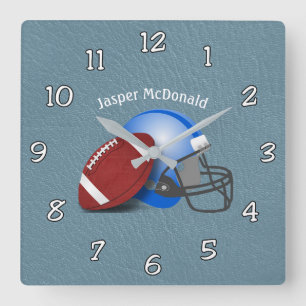 Football Textured Background photo personalise Square Wall Clock