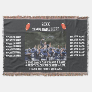 Football Thank You Coach From The Team Players Throw Blanket