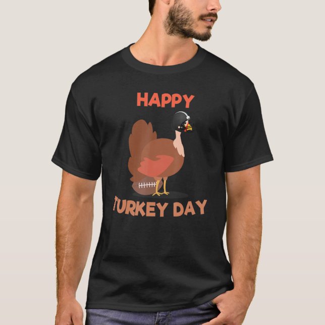 Football Thanksgiving Turkey Sitting On Egg T-Shirt (Front)