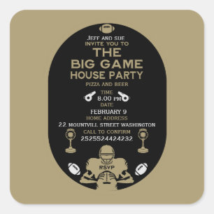 Football The Big Game TV Watch Party Square Sticker