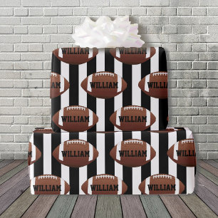 Football Theme Add Name Birthday Giftwrap Wrapping Paper