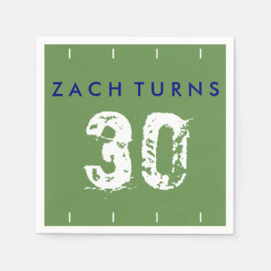 Football Theme Birthday Napkins - Green Blue