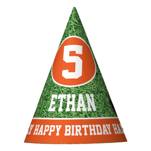 Football Theme Birthday Party Hat (Front)
