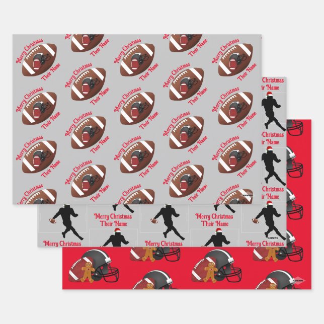 Football Theme Christmas Gift Wrap HAMbyWG (Set)