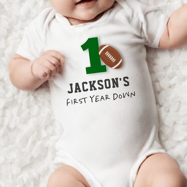 Football Theme First Year Down Birthday  Baby Bodysuit (Creator Uploaded)