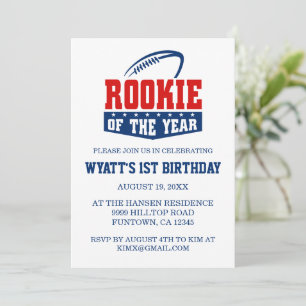 Football Theme Rookie of the Year 1st Birthday  Invitation