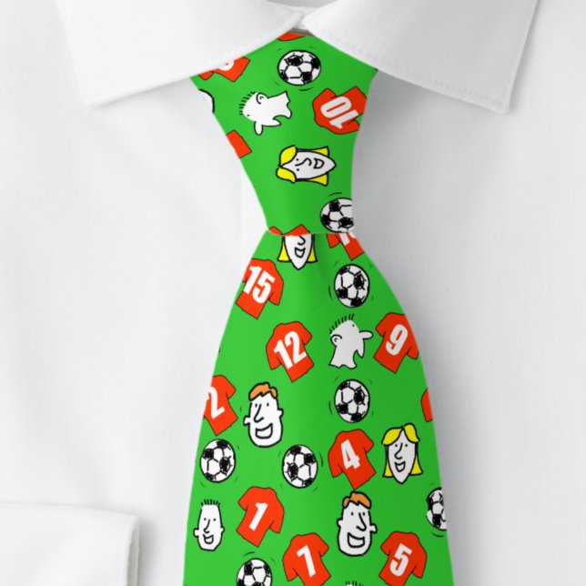 Football Theme with Red Shirts Tie (Close up)