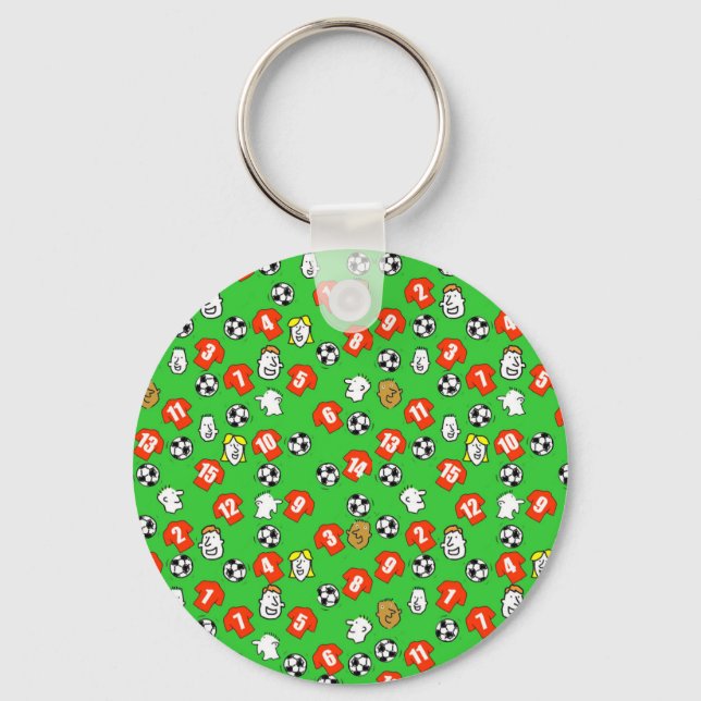 Football Theme with Shirts in Red Key Ring (Front)