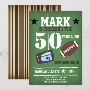Football Themed 50th Birthday Invitation