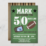 Football Themed 50th Birthday Invitation<br><div class="desc">Add your custom wording to this design by using the "Edit this design template" boxes on the right hand side of the item, or click the blue "Customise it" button to arrange the text, change the fonts and colours and to also add additional information or images to this design. ****For...</div>