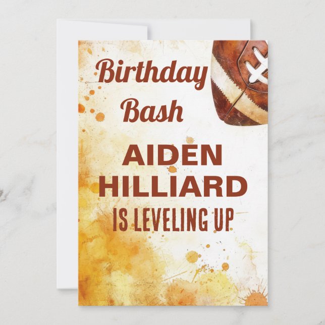 Football Themed Birthday Party  Invitation (Front)