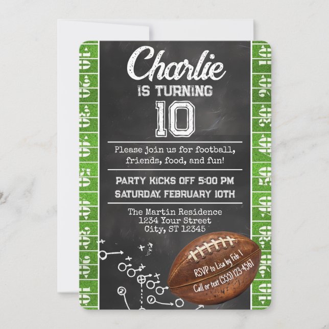 Football Themed Birthday Party  Invitation (Front)