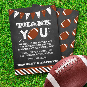 Football Themed Co-ed Baby Shower Thank You Card