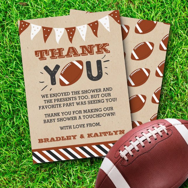 Football Themed Co-ed Baby Shower Thank You Card (Creator Uploaded)