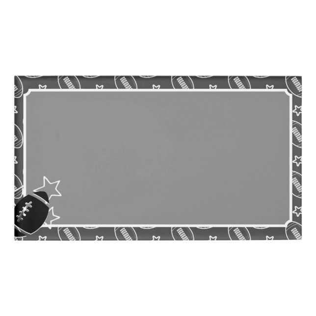 Football Themed (Grey & Black) Name Tag (Front)