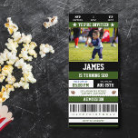 Football Ticket 6th Birthday Party Photo Invitation<br><div class="desc">Get ready for the ultimate first birthday celebration with our Football Ticket-style birthday party invitations! Designed to look like a real football ticket, these invitations are perfect for the young sports fan in your life. The front features a photo of the birthday child, making this invitation extra special and personalised....</div>
