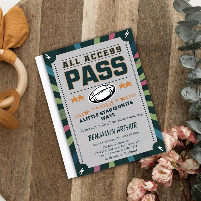 Football Ticket All Access Baby Shower Invitation (Creator Uploaded)
