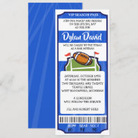FOOTBALL TICKET Bar Bat Mitzvah Invitation