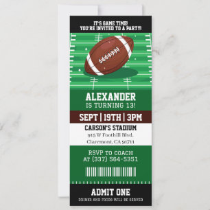 Football Ticket Birthday Invitation