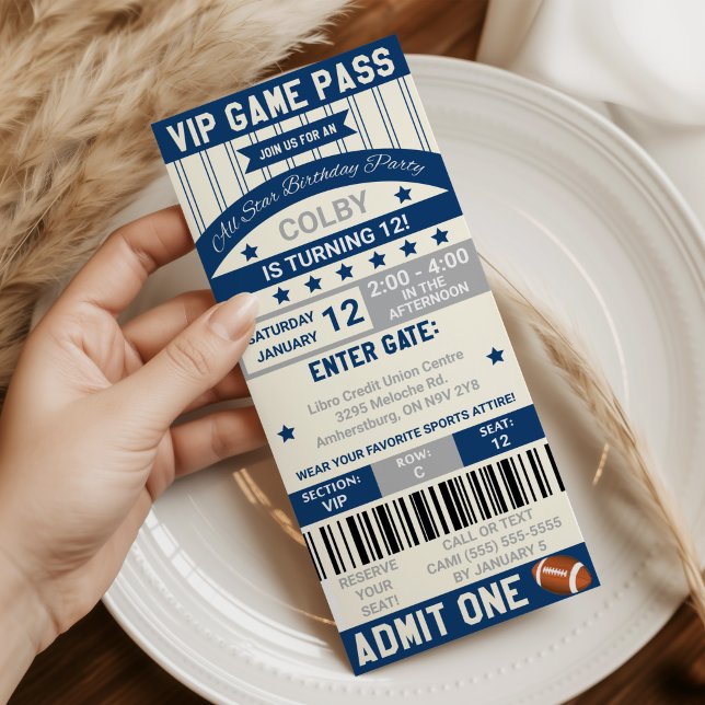 Football Ticket Birthday Invitation (Creator Uploaded)