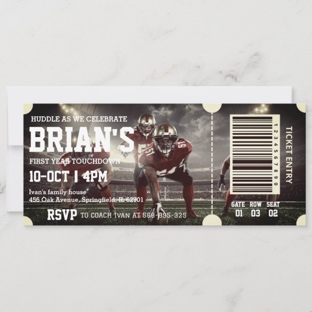 football ticket birthday invitation (Front)
