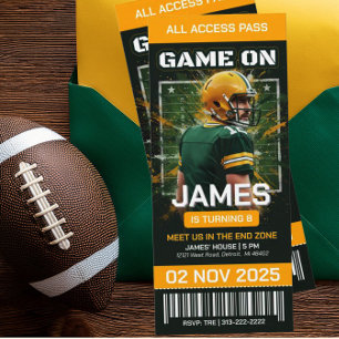Football Ticket Birthday Invitation, Digital Invitation