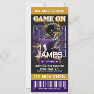 Football Ticket Birthday Invitation, Digital Invitation