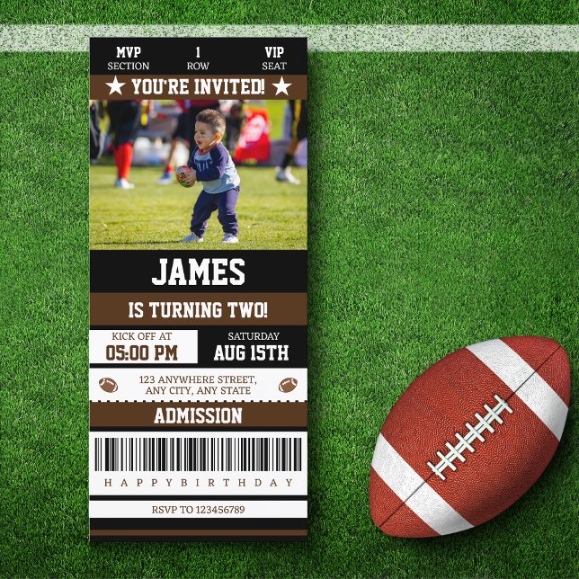 Football Ticket Birthday Party Photo Invitation (Creator Uploaded)