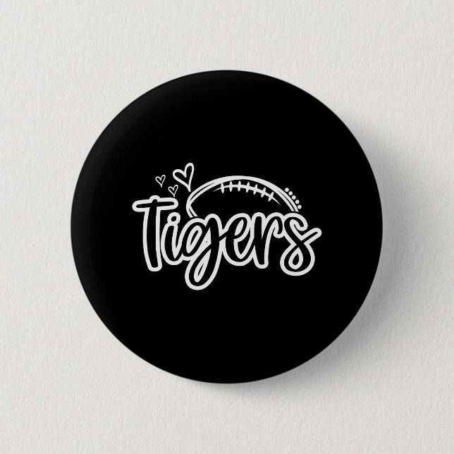 Football Tigers School Sports Fan Team Spirit 6 Cm Round Badge (Front)