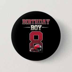 Football Touchdown 8th Birthday 8 Year Old Ready T 6 Cm Round Badge