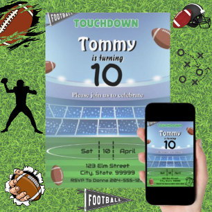 Football Touchdown Birthday Invitation