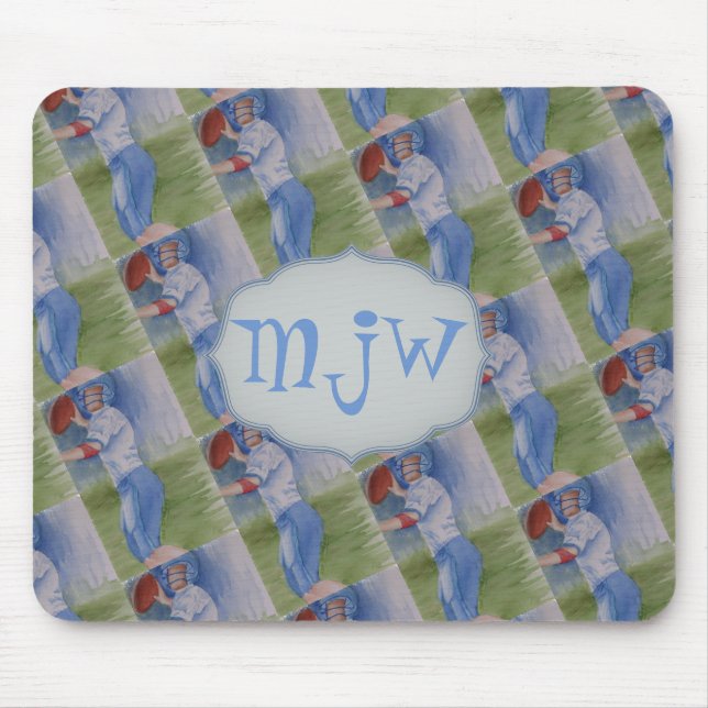 FOOTBALL TOUCHDOWN PASS MONOGRAM MOUSE PAD (Front)