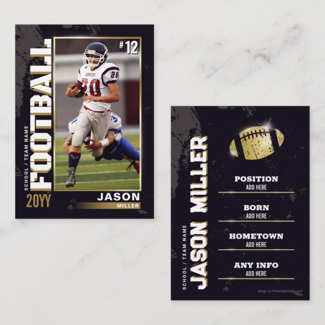 Football Trading Card, Football Player Card Gold (Front/Back)
