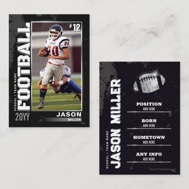 Football Trading Card, Football Player Card Silver (Front/Back)
