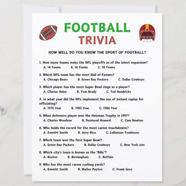 Football Trivia Game (Front)