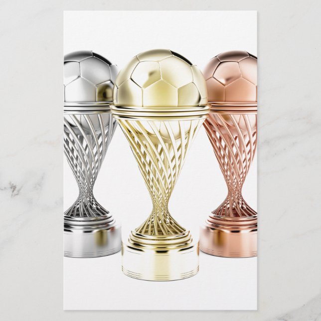 Football trophies on white (Front)