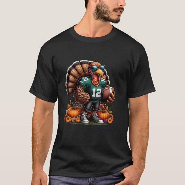 Football Turkey Costume Funny Thanksgiving Womens  T-Shirt (Front)