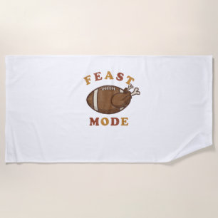Football Turkey Feast Mode Thanksgiving Retro Vint Beach Towel