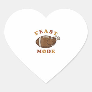 Football Turkey Feast Mode Thanksgiving Retro Vint Heart Sticker