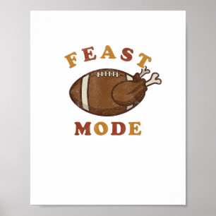 Football Turkey Feast Mode Thanksgiving Retro Vint Poster