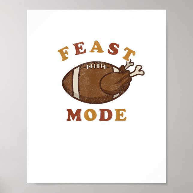 Football Turkey Feast Mode Thanksgiving Retro Vint Poster (Front)