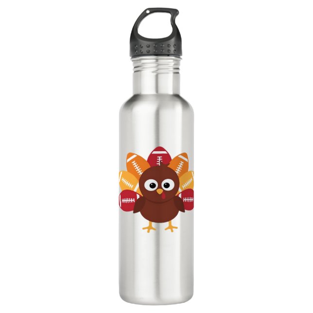 Football Turkey Funny Thanksgiving Oversized T-Shi 710 Ml Water Bottle (Front)