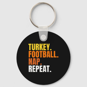 Football Turkey Nap Repeat Pumpkin Happy Thanksgiv Key Ring