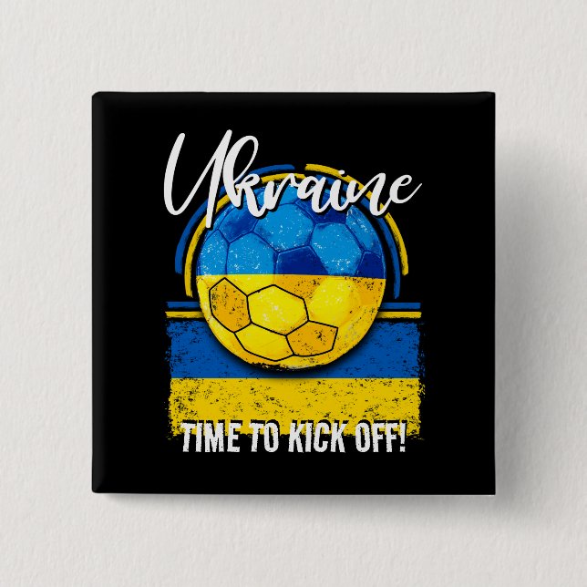 Football Ukraine Flag, Distressed Soccer Ball 15 Cm Square Badge (Front)