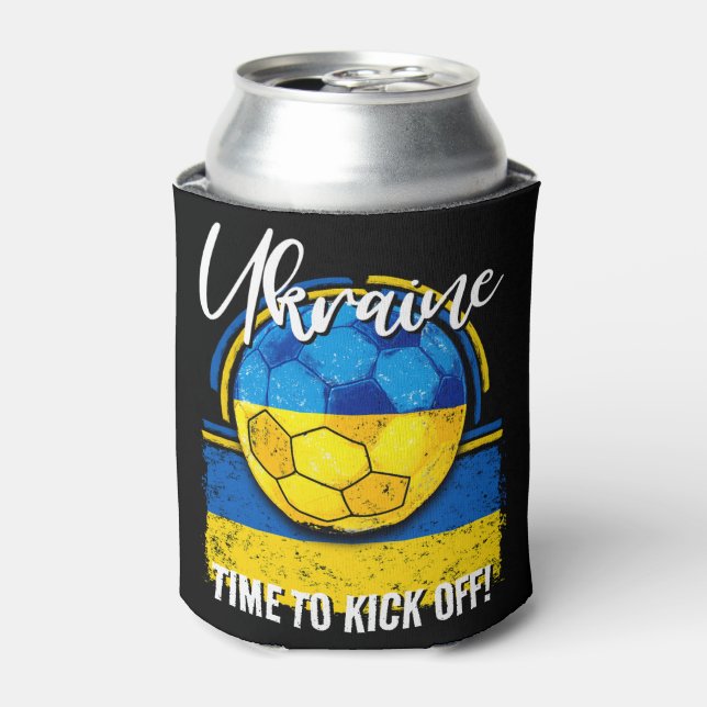 Football Ukraine Flag, European Sports Fan Can Cooler (Can Front)