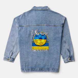 Football Ukraine Flag, Retro Vintage Soccer  Denim Jacket