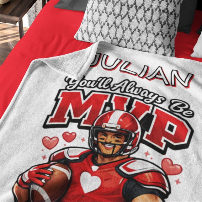 Football Valentine Heart Love Athlete Sports Fan Fleece Blanket (Creator Uploaded)