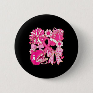 Football Warrior Pink Coquette Bow Breast Cancer A 6 Cm Round Badge