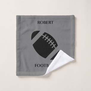 Football wash towel, personalised name. wash cloth