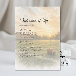 Football Watercolor Celebration of Life Invitation